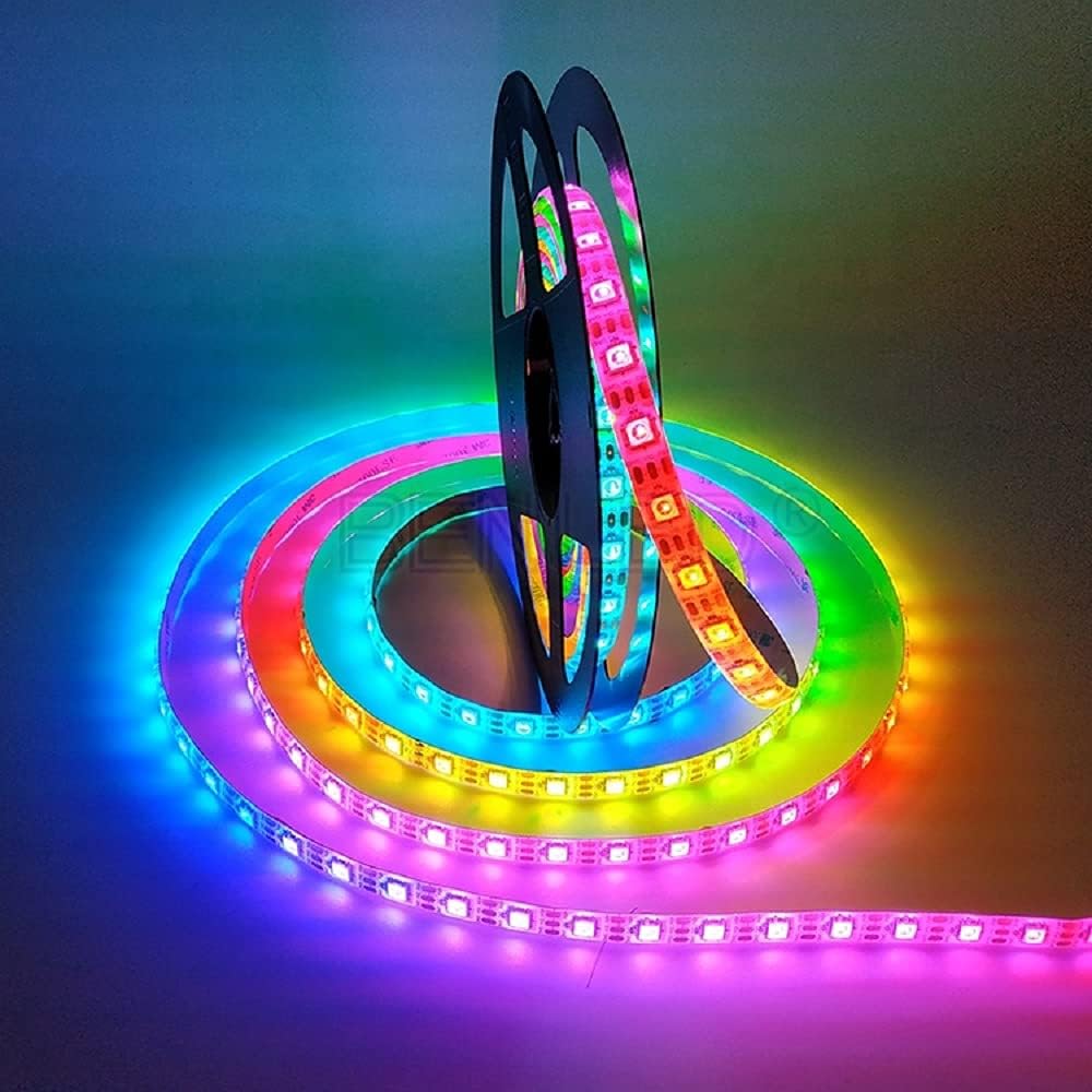 WS2812B 12V WS2815(Upgraded WS2812B) LED Strip Individually Addressable Light Programmable LED Strip with 4pin JST-SM connectors,16.4FT 300LEDS 60Pixels/m Non- Waterproof Black PCB