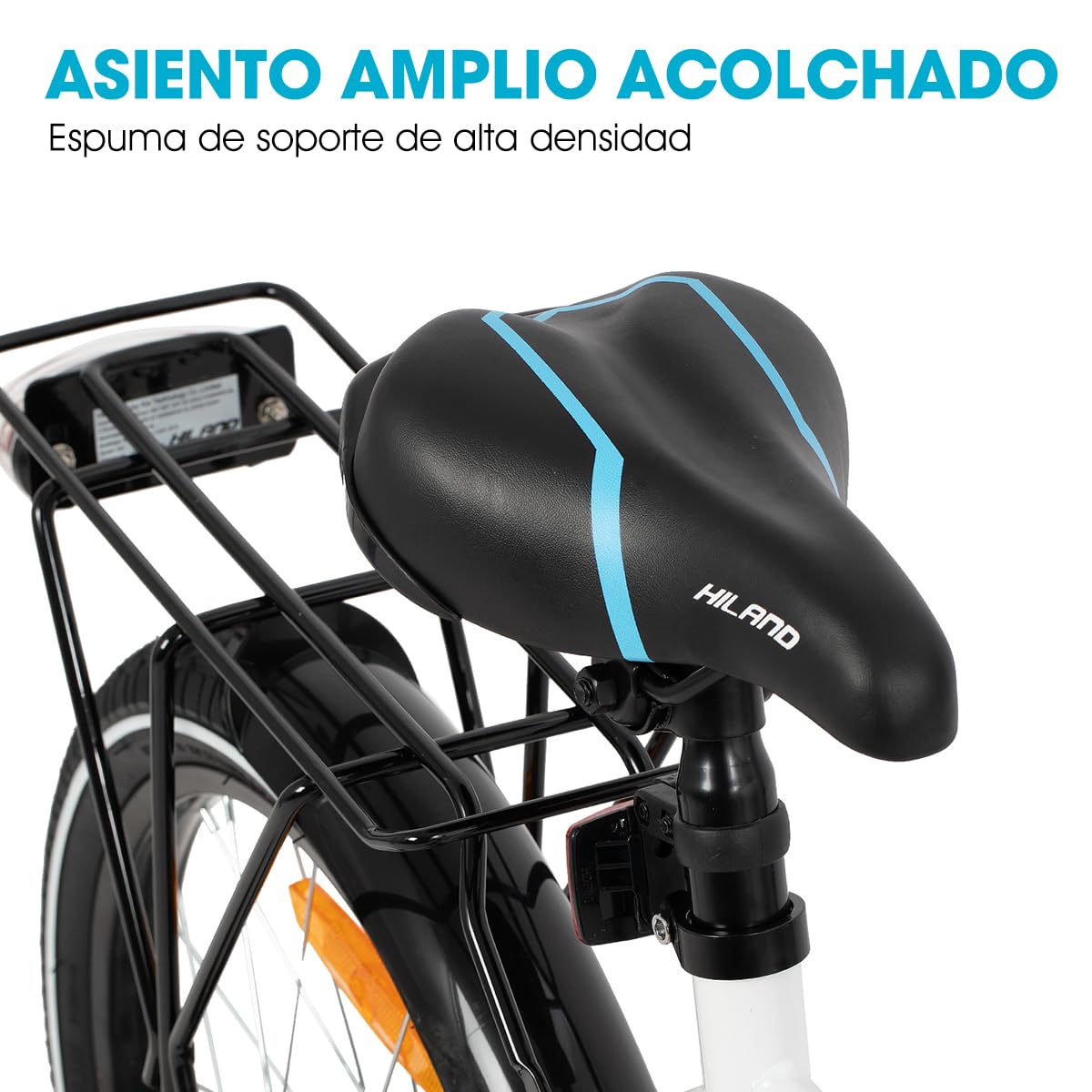HILAND Sentry Bicicleta Infantil 16/18 Pulgadas, 4–8 Años, para Niños y Niñas, con Portaequipajes, Freno de Mano y Freno Contrapedal, Negro/Blanco