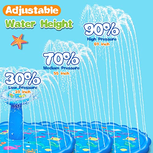 Splash Pads For Toddlers With 3D Rotatable Sprinkler For Kids Outdoor Play Mat Splash Pad For Kids Ages 4-8 Water Toys For Toddler Splash Pad For Dogs Pool Baby Pool Ideal For Summer Outside #TOP6