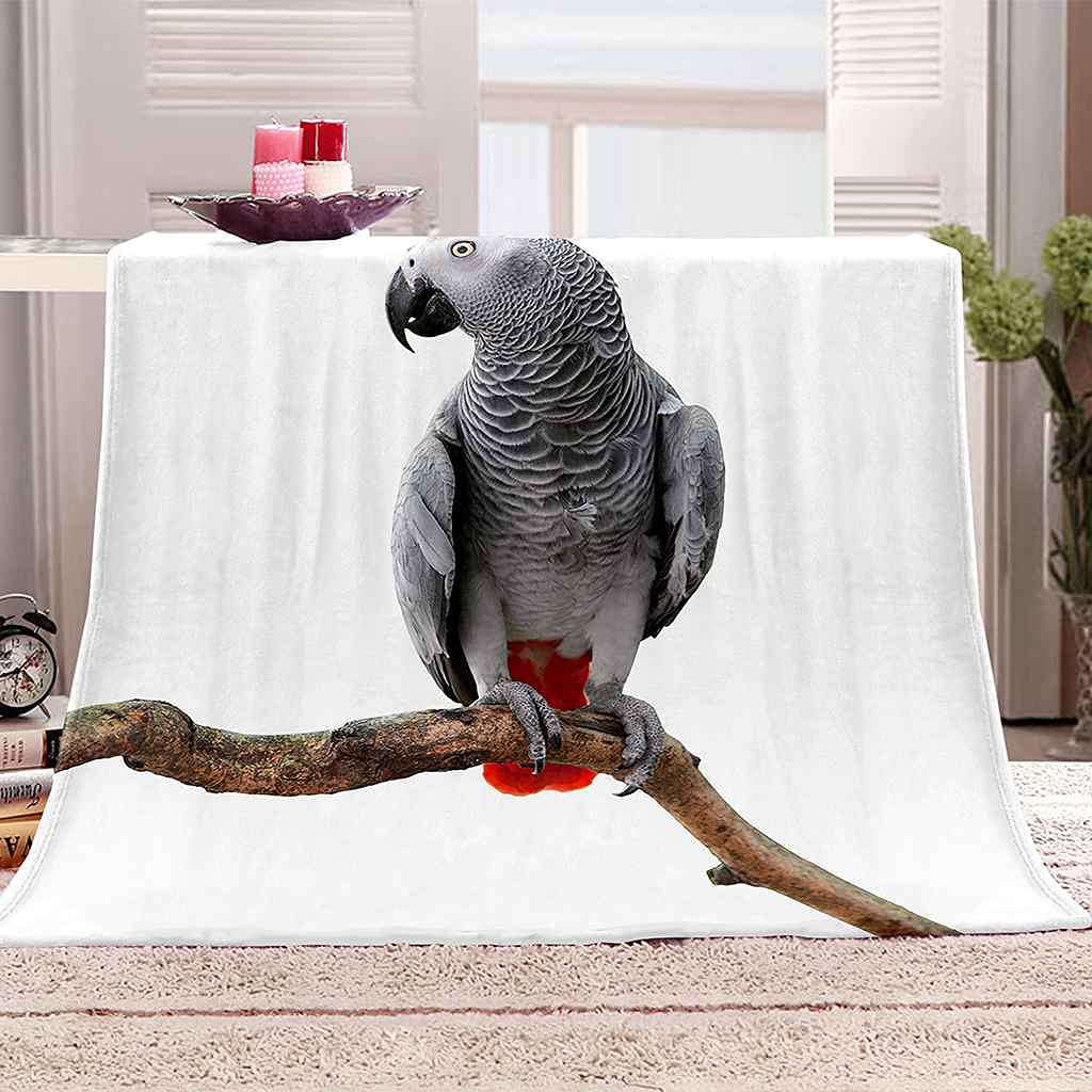 Plaid perroquet impression 3D en flanelle douce pour cocooning au salon