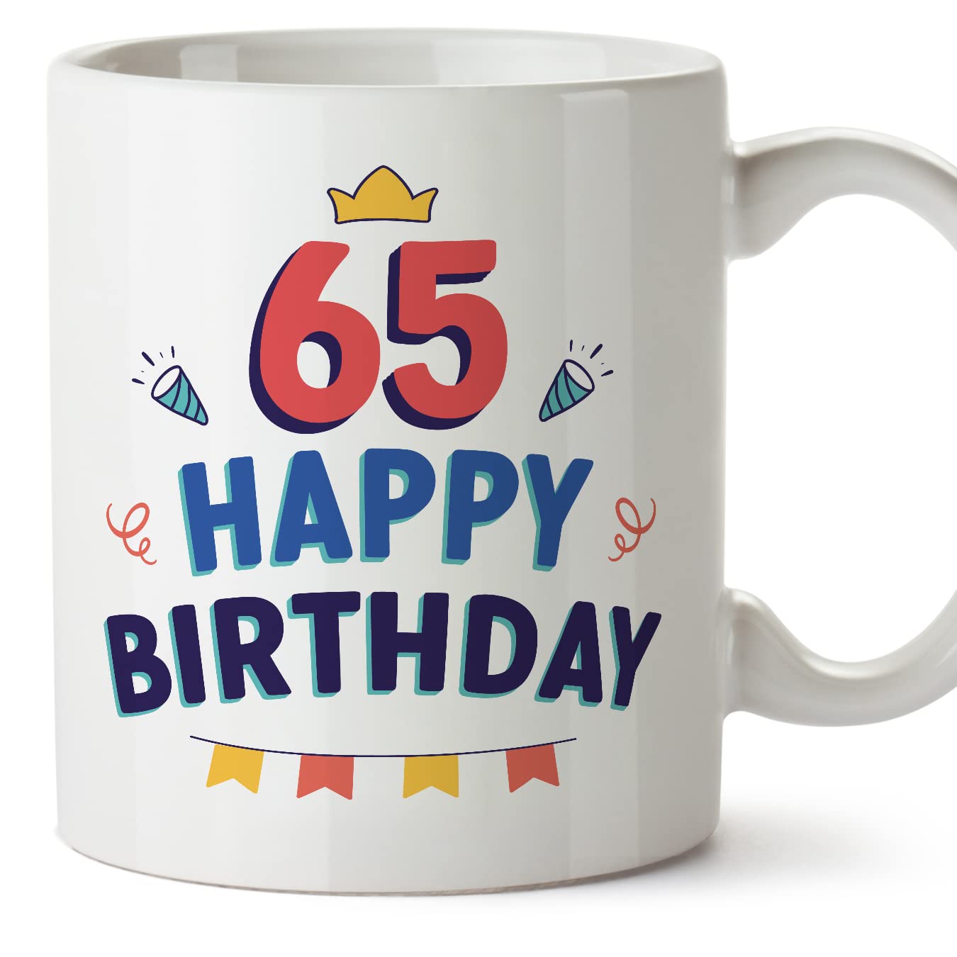 MUGFFINS 65 Birthday Mug - in English - Happy Birthday! - Funny Anniversary Present - 11 oz