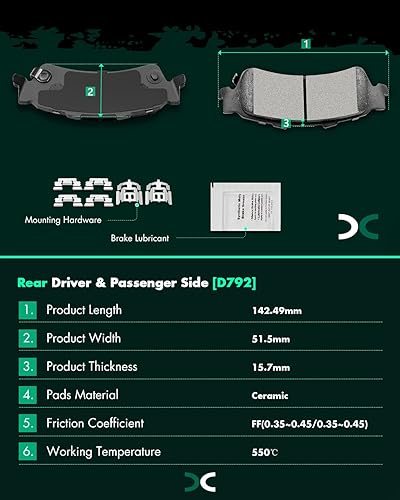 Miniatura 3 de SCITOO Pastillas de cerámica, pastillas de freno traseras, kits de frenos aptos para Cadillac DeVille DTS Escalade, para Chevrolet Astro Silverado
