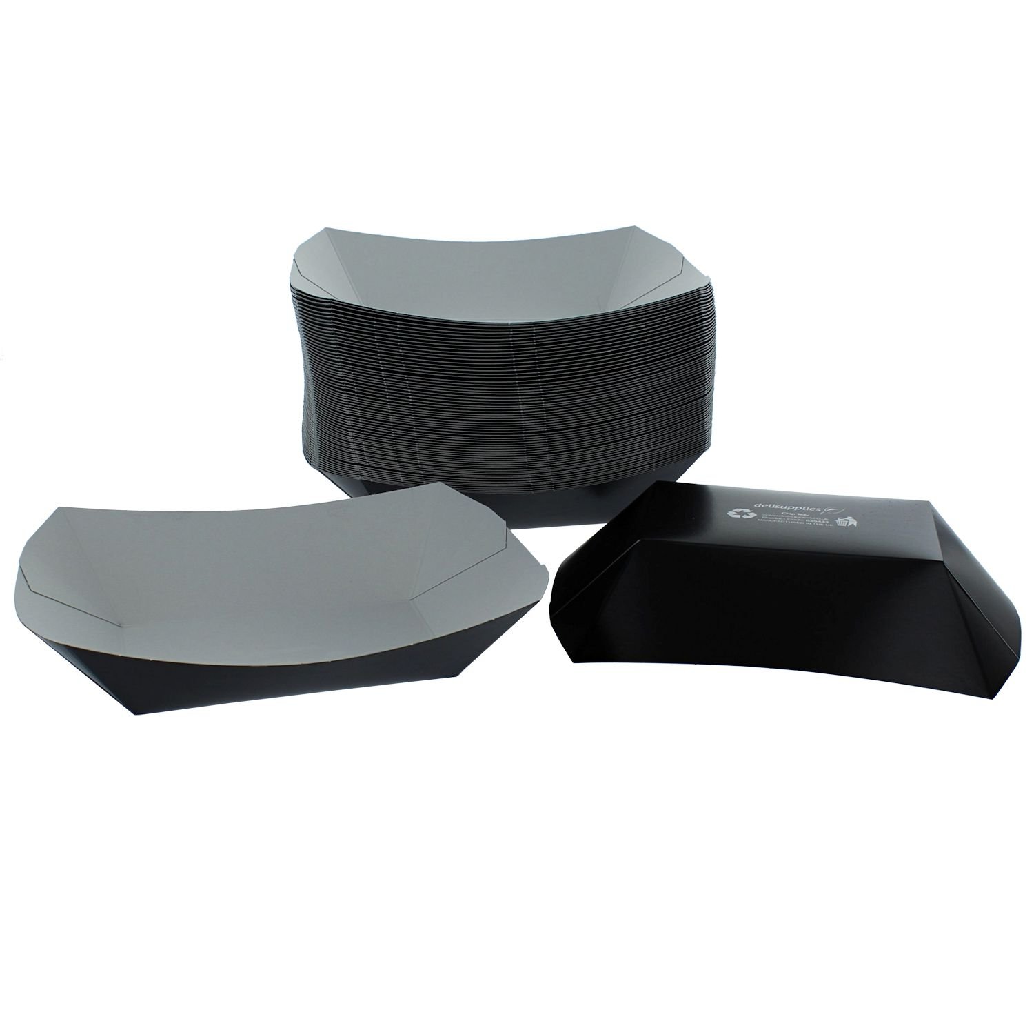 Delisupplies Black Deli Supplies 500 X Chip Tray Cardboard Takeaway Fast Food Packaging Great Value