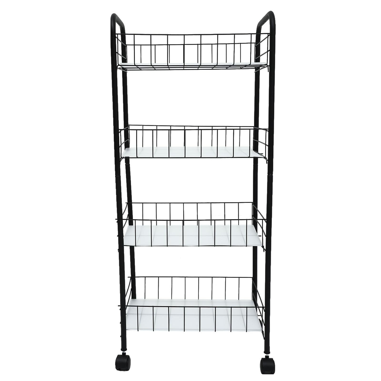 Carrito de Almacenamiento Negro Diseño Multicapa, Ruedas Freno, Gran Capacidad para Cocina y Baño, Estante Móvil Práctico de Abs