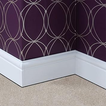 Plastic Ogee Skirting Board 100mm x 2.5 Metre - Roomline Skirting Board - White Satin