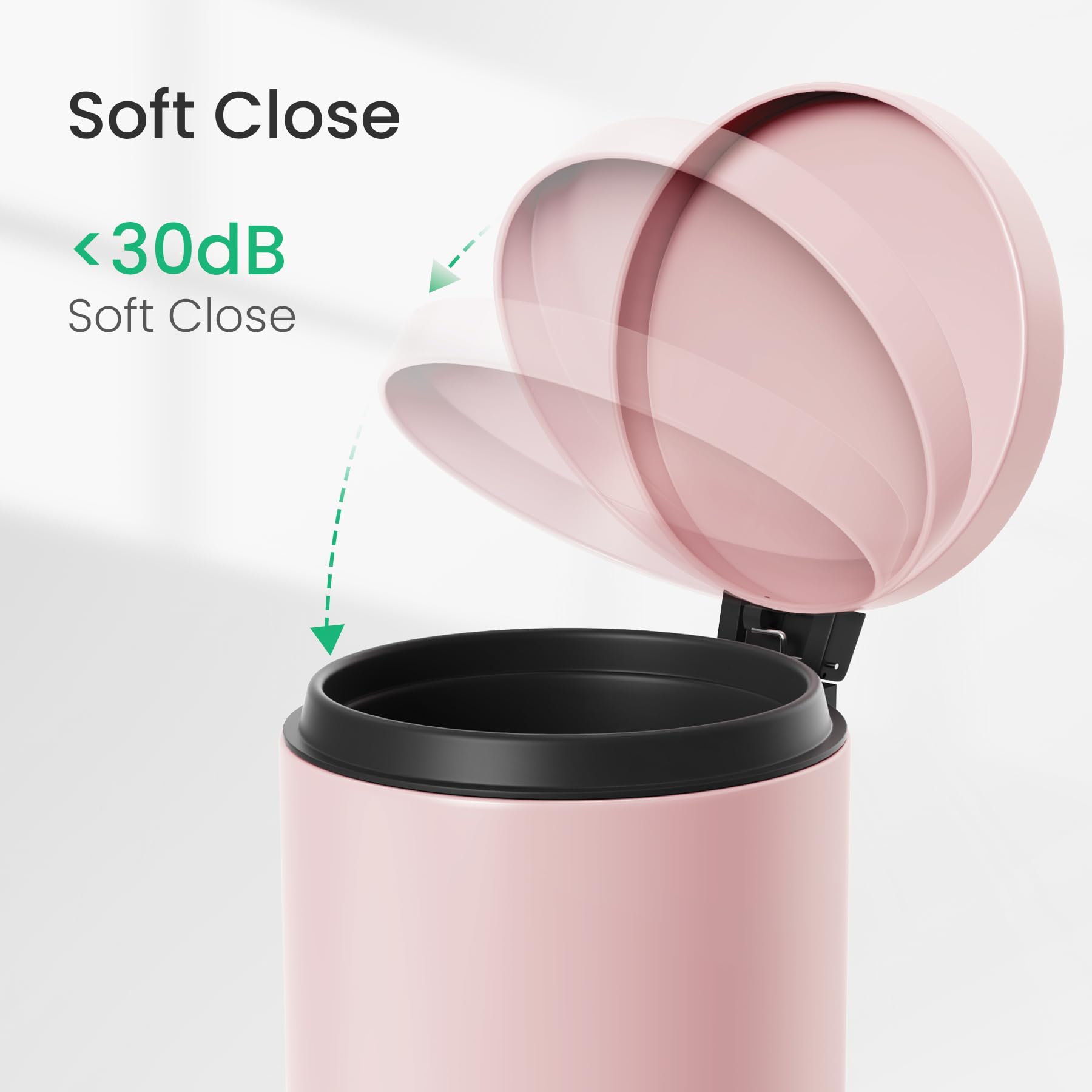 Cesun Kleiner rosa Mülleimer mit Deckel und Fußpedal, Mini-Mülleimer für Badezimmer, Schlafzimmer, Büro, 4,5 Liter, Rosa
