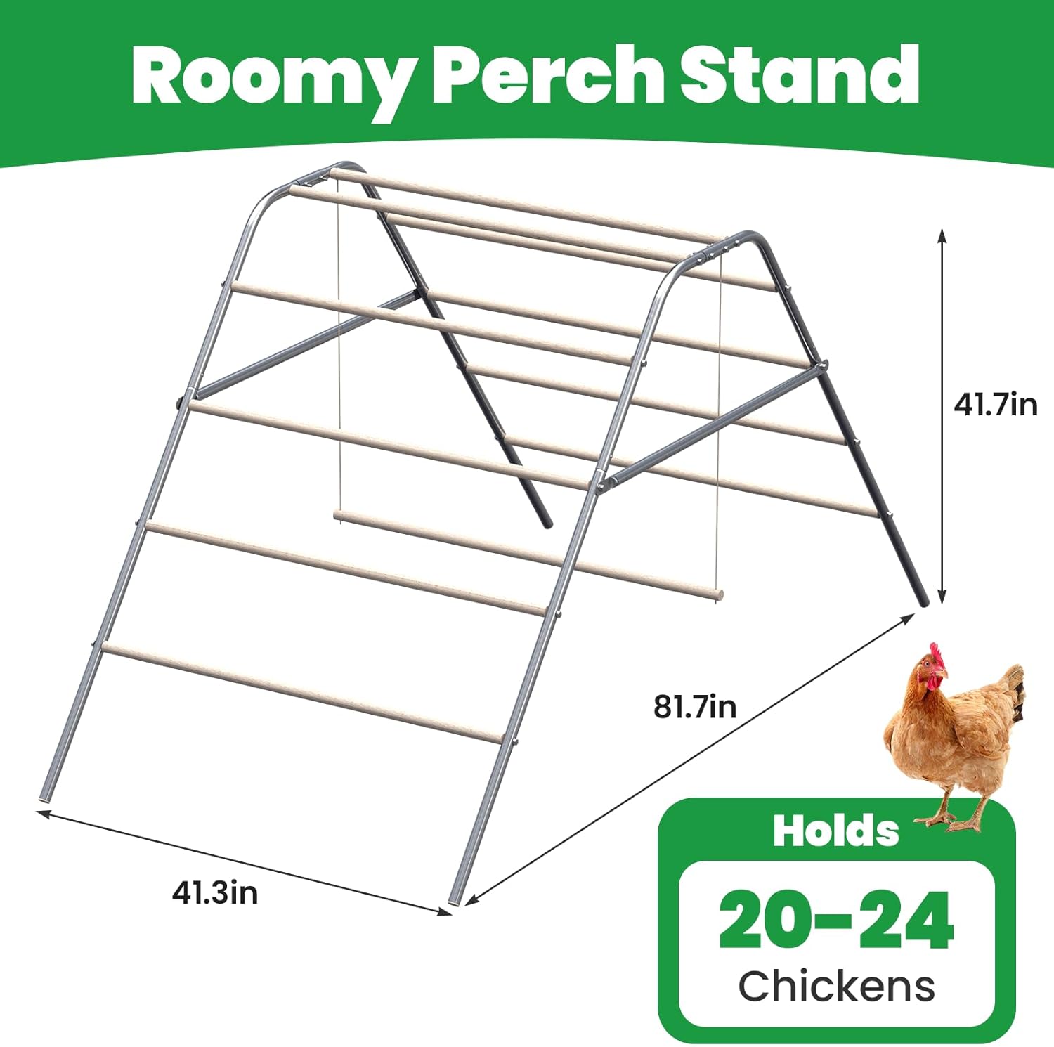 Chicken Coop Roosting Perch Essentials：Perfect for Backyard Poultry, Easy Installation Farm Roost Toys for Chickens(81.7''L x 41.3'' W x 41.7H'')