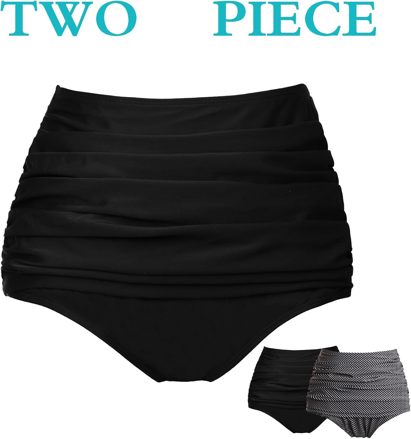 COCOPEAR Women's High Waisted Full Coverage Bikini Bottom Ruched Bathing Suit Bottoms for Women Tummy Control Swim Bottoms