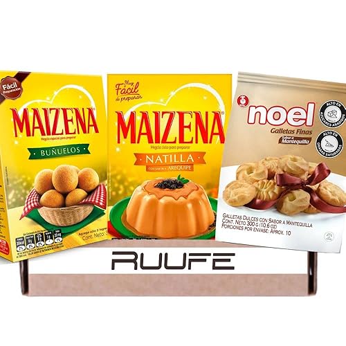 Natilla Colombiana Galletas de Mantequilla buñuelos (paquete de 3) Natilla Dulce de Leche, Galletas de Mantequilla y una caja de Buñuelos mezcla