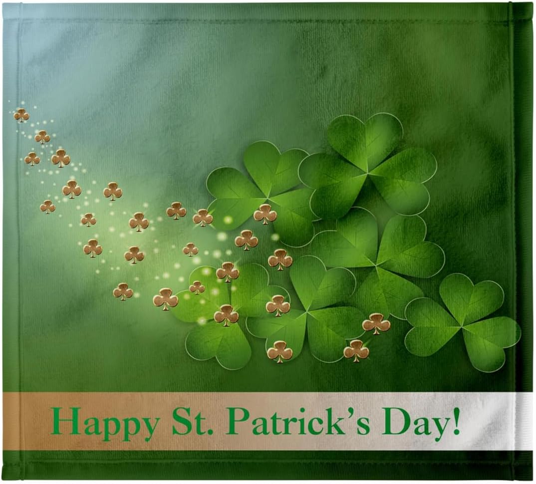 3dRose Beautiful Green and Gold Shamrocks, Happy St. Patricks Day 22x30 Bath Hand Pool Towel