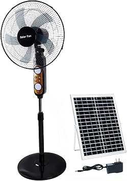 16 Inch Solar Fan DC Motor Quiet Pedestal Fan Oscillating Fan Solar Powered Standing Fan Solar Panel Cordless Floor Fan for Office Home Outdoor Camping
