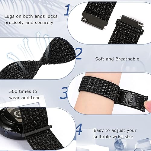 Miniatura 8 de AVOD Correas deportivas de nailon de liberación rápida de 0.709 in compatibles con Garmin Venu 2SVivoactive 4SVicomove 3SFossil para mujer Gen 6