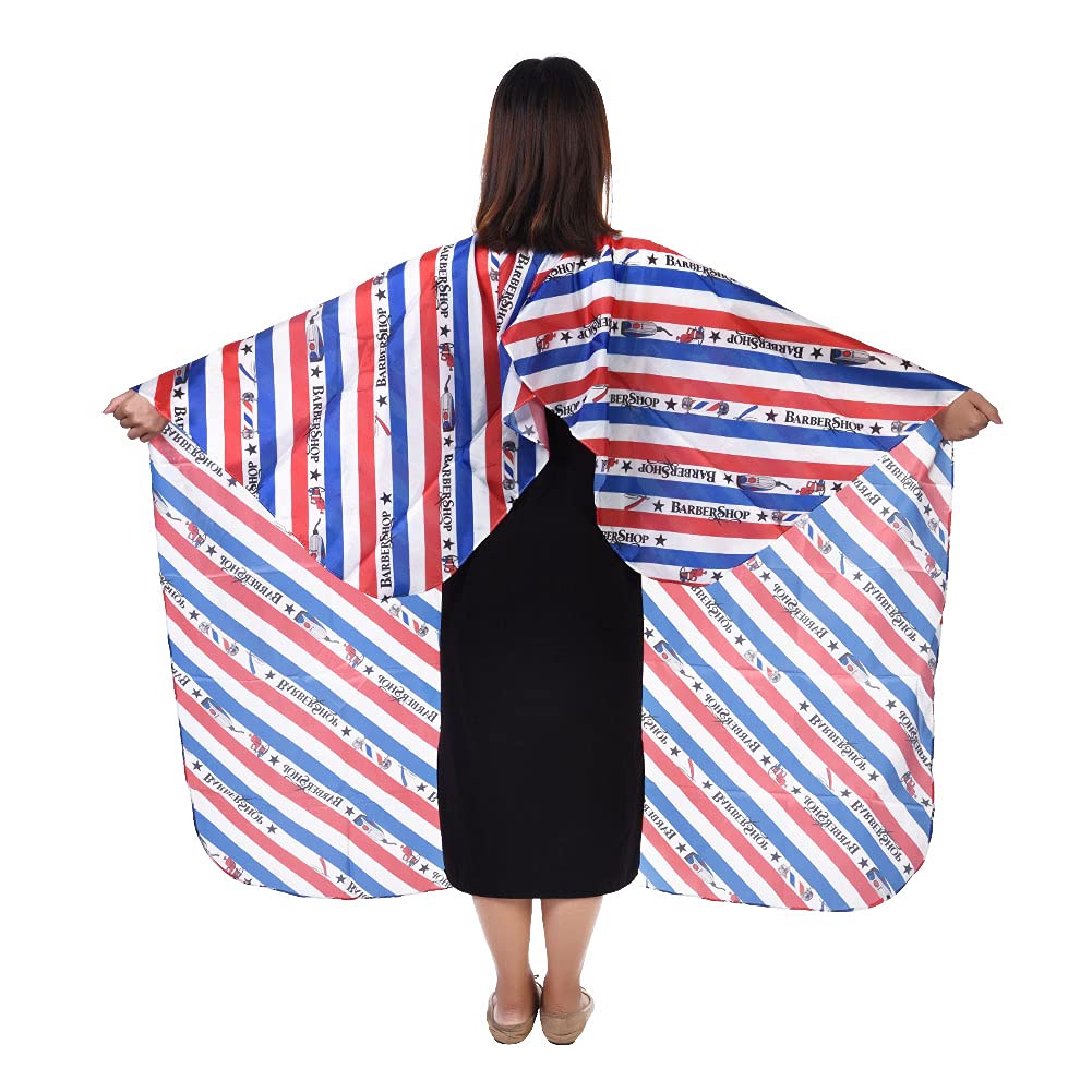Barber Styling Cape, Professional Barber Cape, Hair Cutting Gown, Barber Hairdressing Wrap for Salon Hair Styling Accessories Home Hairdressing Tool Home(Red and white stripes)-image-38