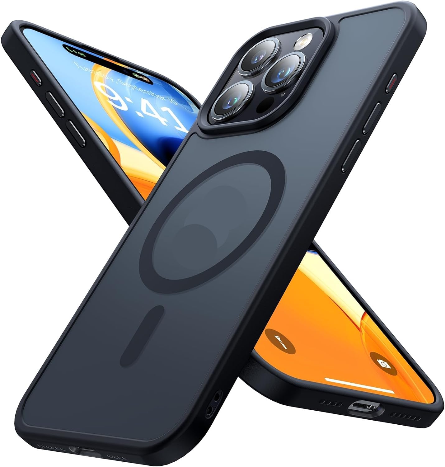 LANDEE Magnetic Case for iPhone 15 Pro Max Case Mag-Safe Wireless Charging Cover Black