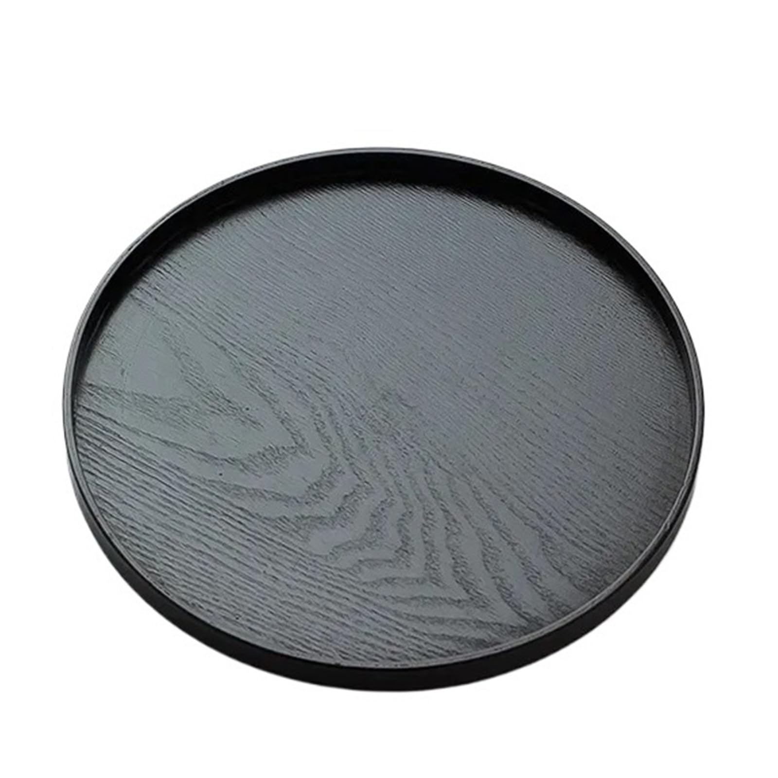 Bandeja para Servir (2 Unidades), Redonda de Madera Maciza, para té, café, Aperitivos, Rectangular, Tradicional (Negra, Redonda, 24 cm).