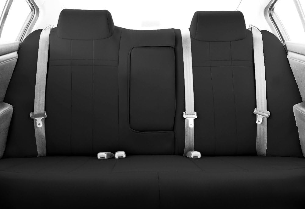CalTrend Rear 50/50 Split Back & Solid Cushion Seats, NeoSupreme Seat Covers for 2011-2018 Dodge Journey Black Black Insert and Trim