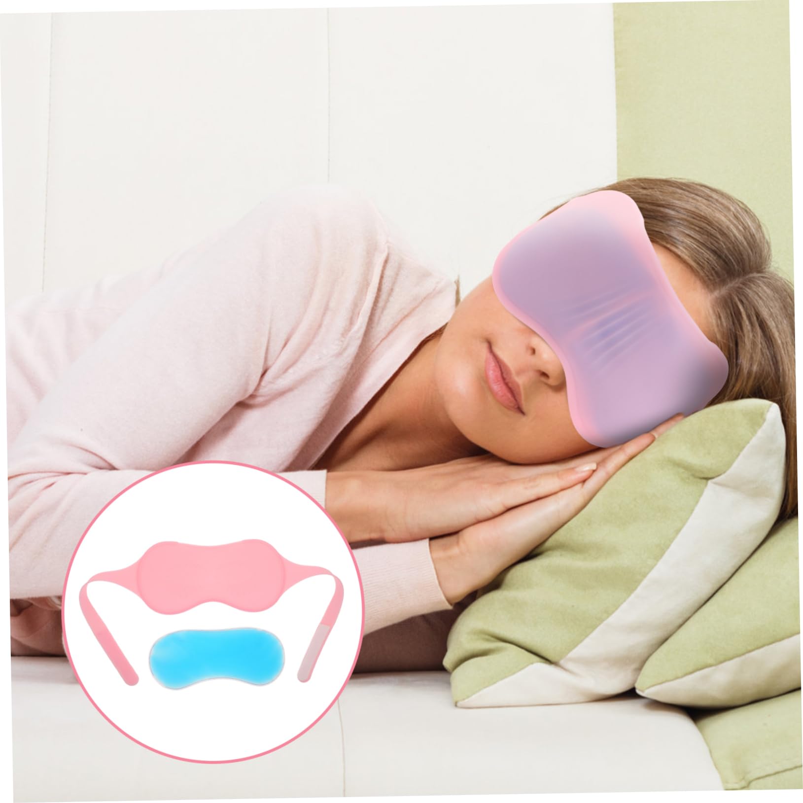 Maschera per Occhi in Gel Silicone Rosa, Compressa Calda e Fredda | Riposo in Viaggio e Sonno Notturno, Confortevole da Indossare, Foglio Gel Elastico