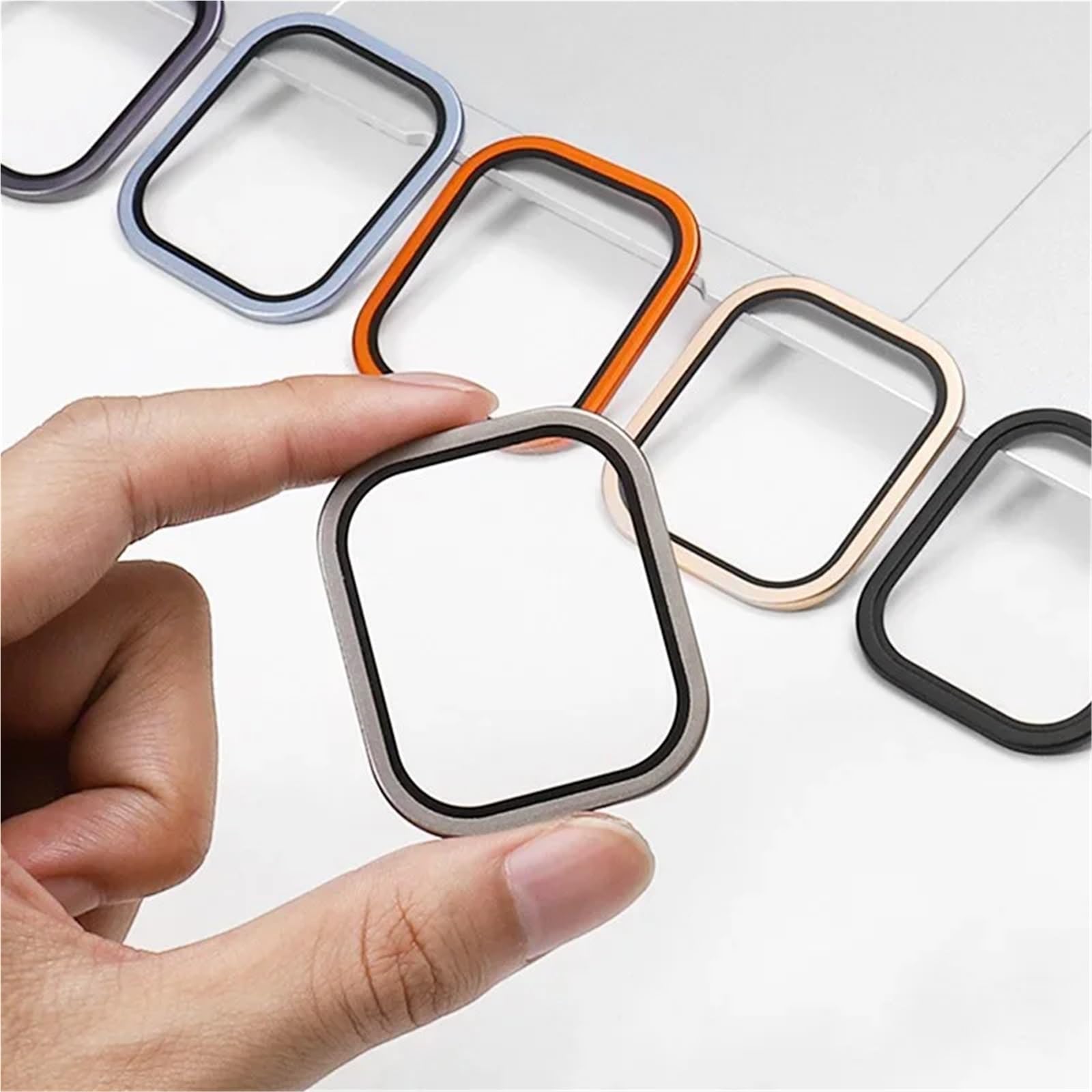 Displayschutzfolie aus gehärtetem Glas für Apple Watch Ultra, 49 mm, Titan-Metallrahmen, kratzfeste Folie für Serie Ultra 2, Displayschutzfolie, Zubehör (Blau 4)