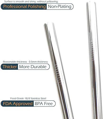 Miniatura 4 de Juego de pajitas supergrandes de 12 pulgadas, extra largas, 12 pulgada, extra anchas, reutilizables, 304, de acero inoxidable 188 de grado