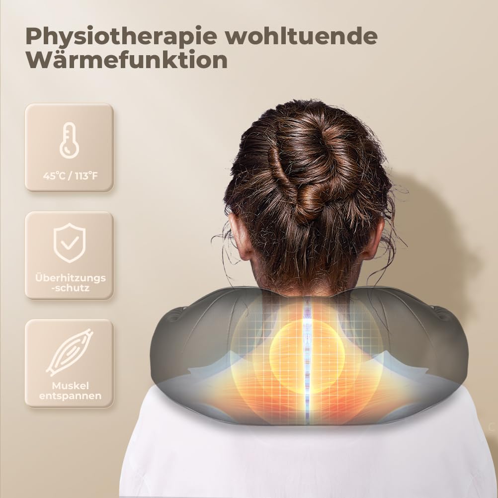 ELEHOT-Store Nackenmassagegerät mit Wärme, Shiatsu Massagegerät Nacken Schulter Rücken Taillen Beine Fuß und Muskelmassage, Einstellbaren Geschwindigkeiten Massagegerät zu Hause Büro Auto