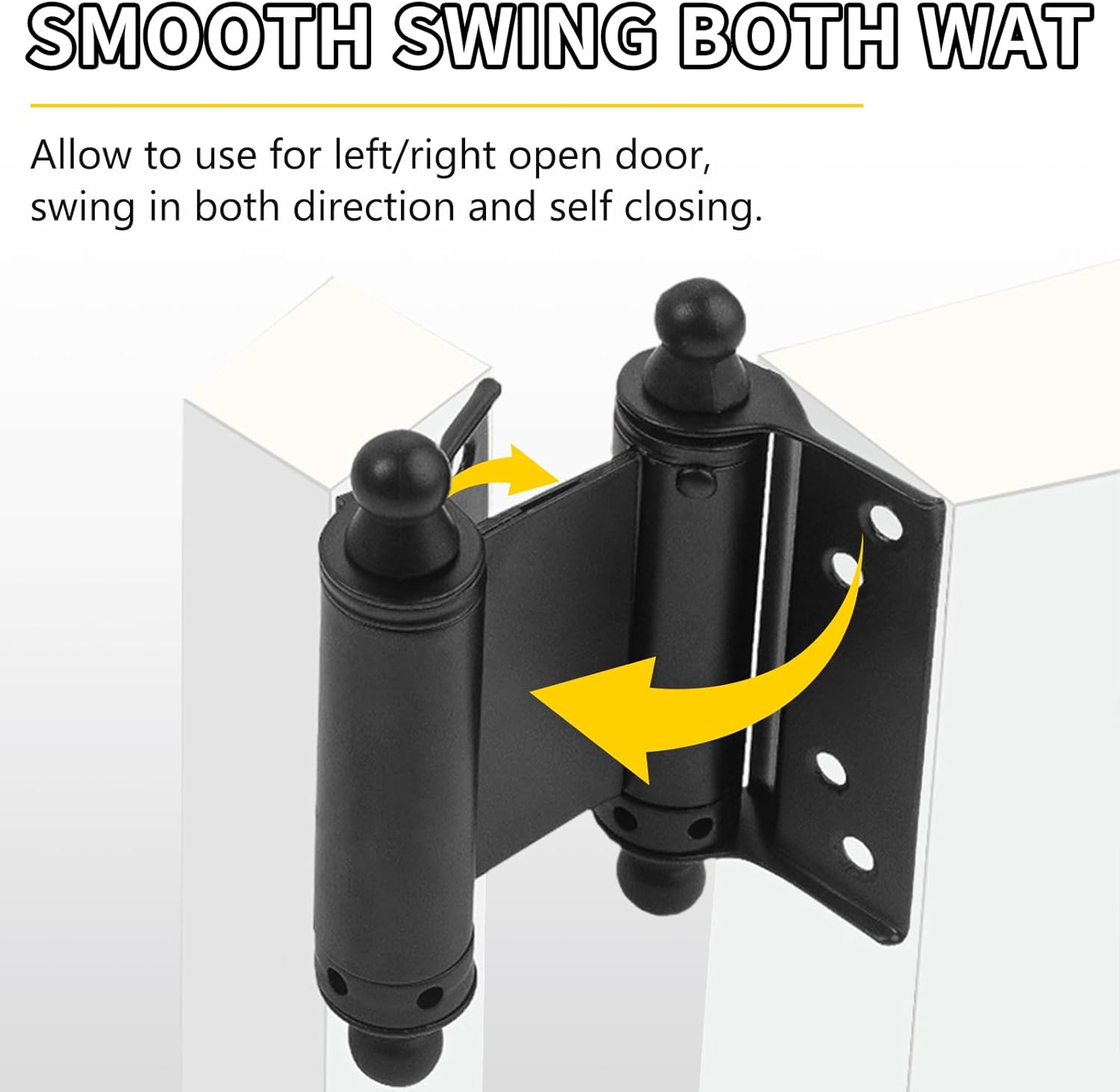 4" Double Action Spring Hinges, 4 Pack Self Closing Door Hinges for Indoor/Outdoor Saloon Cafe Pub Swinging Doors, Cold Rolled Steel, Including Pins and Screws