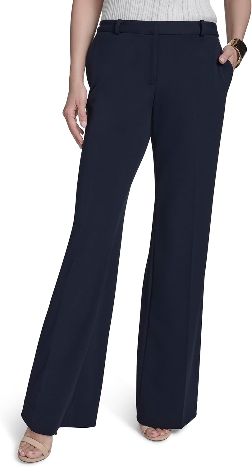 HALSTON Womens Straight Leg Scuba Crepe Office Workwear Pant