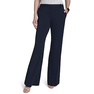 H HALSTON Womens Straight Leg Scuba Crepe Office Workwear Pant