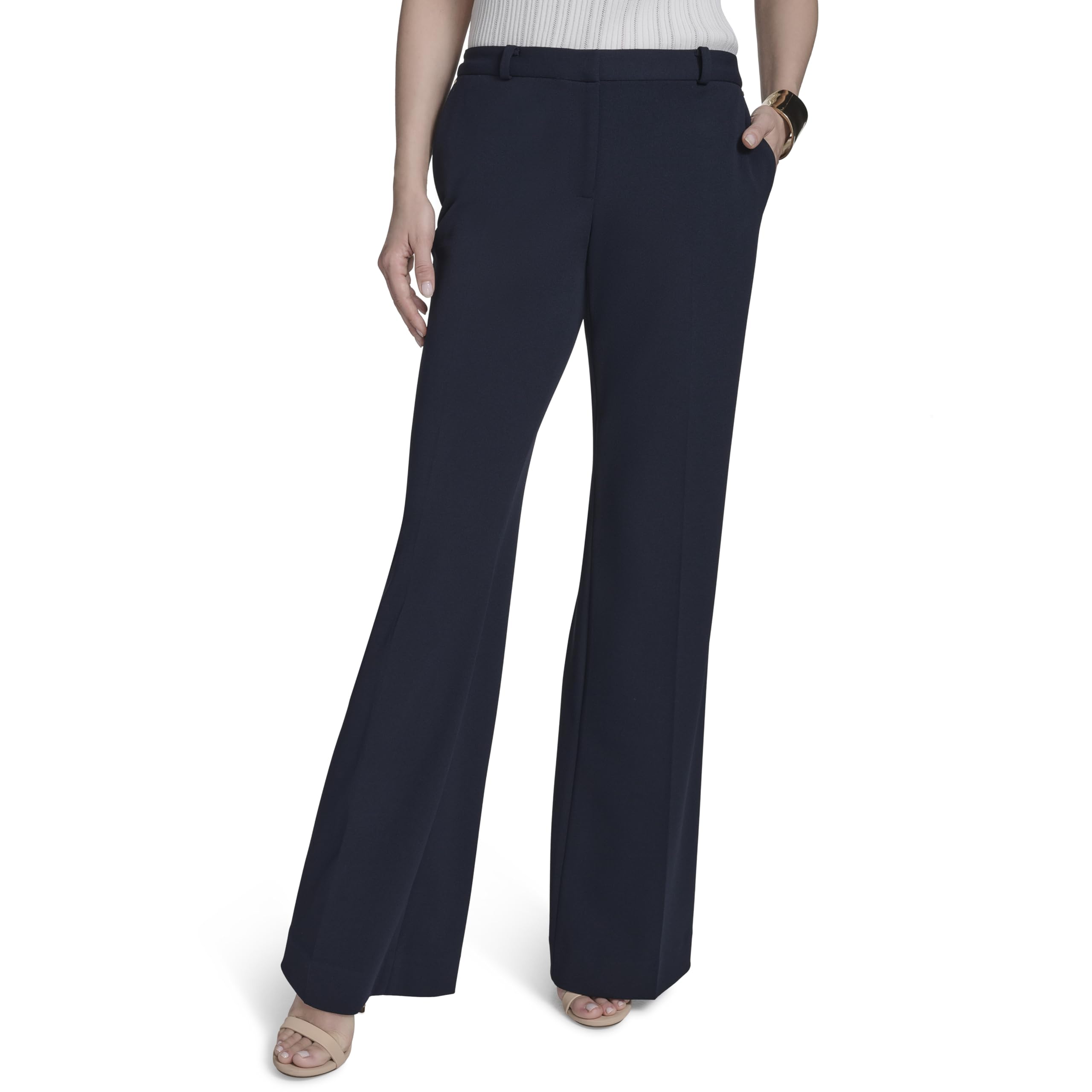 H HALSTON Womens Straight Leg Scuba Crepe Office Workwear Pant