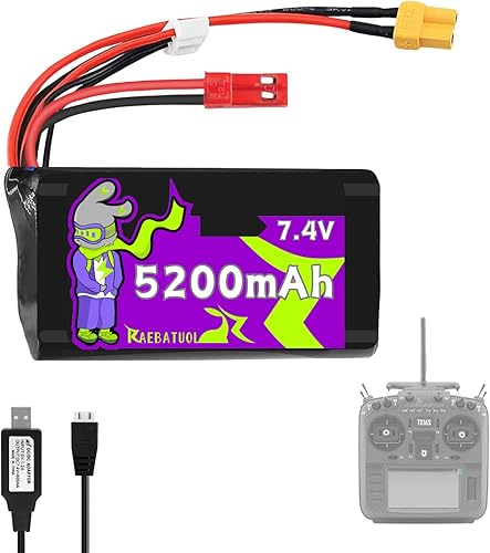 TX16S Battey 5200mAh 7.4V batería de iones de litio con enchufe JST y enchufe XT30, iones de litio recargable para transmisor RC4GS, RC6GS con 1