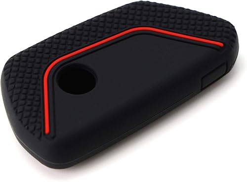 Miniatura 7 de iJDMTOY Funda de silicona suave negra para llavero con rayas rojas compatible con Volkswagen MK8 GolfGTI, Skoda Octavia con llave inteligente de 345