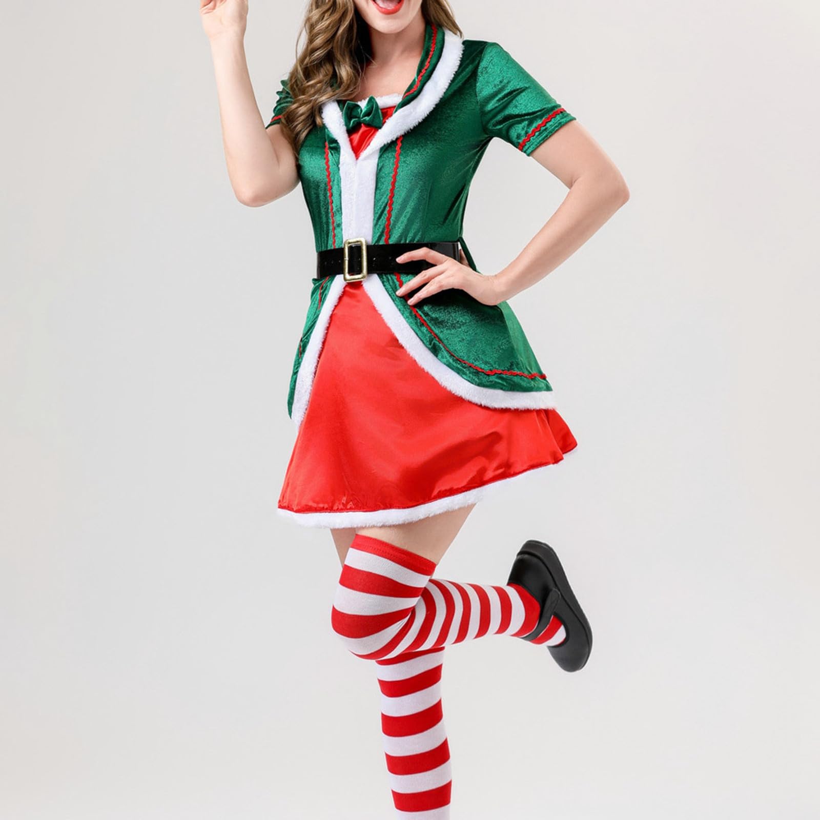 Faschingskostüme Damen Weihnachtskostüm Damen Grünes Elfen Kostüm Rollenspiel Cosplay Perfekt Für Feiertagsparty Und Aufführung Elfenkostüm