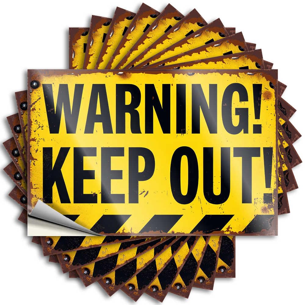 Tattoos Camper Decor Vinyl Sticker | Rusty Warning Sign: Keep Out Caution Zone Snarky for Gamer Use(6X9CM)