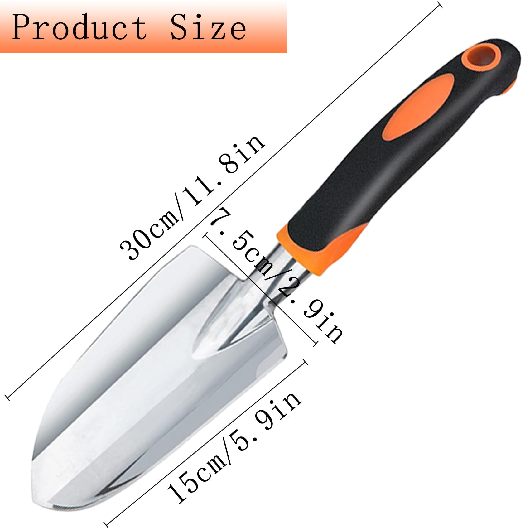 Garden Shovel Garden Hand Trowel, Heavy Duty Gardening Hand Tools with Ergonomic Handle - Image 2