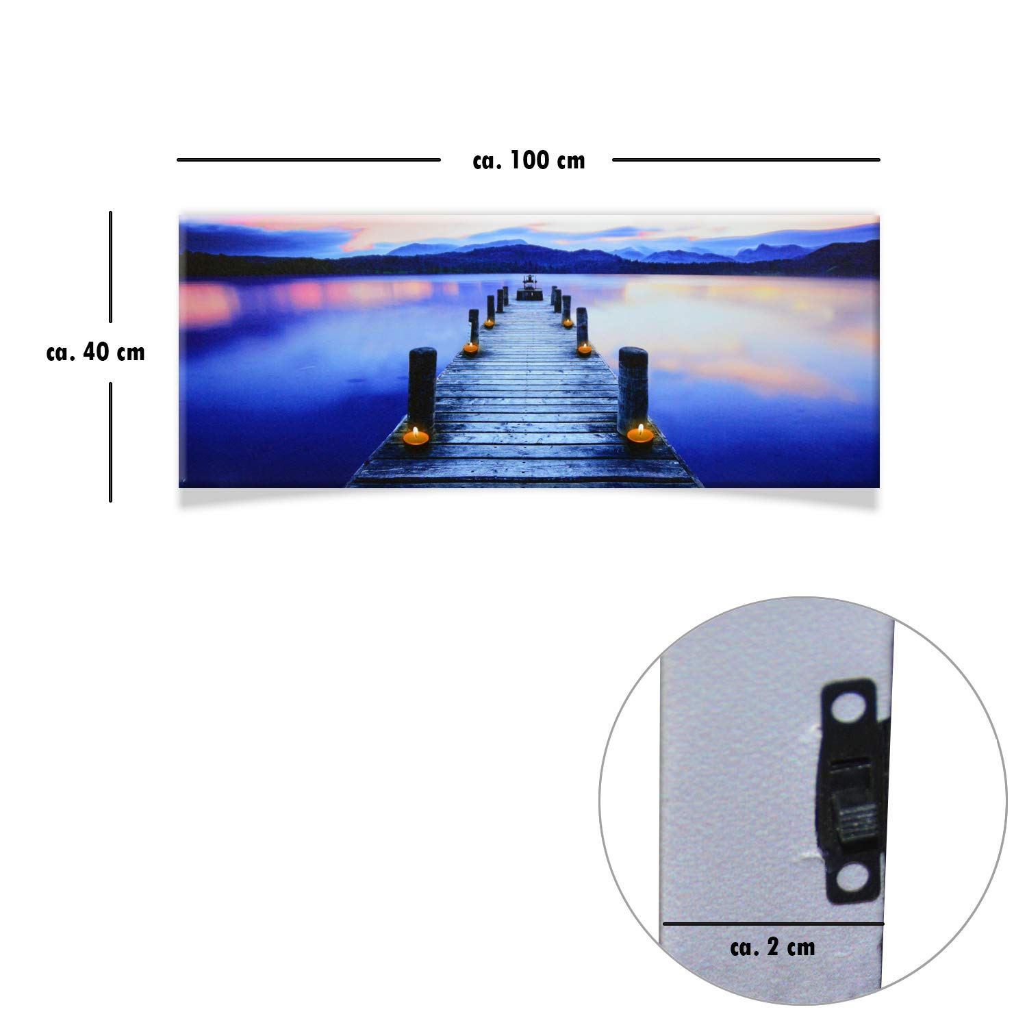 DRULINE LED Quadro su Tela Immagine Tela Illuminazione Funziona a Batteria Fotografia Indoor - barretta