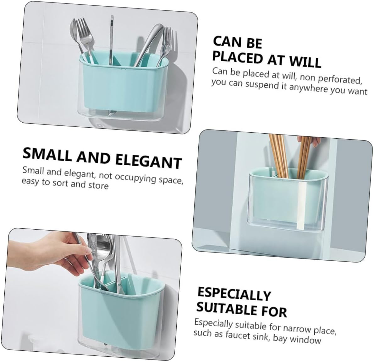 Cabilock 2pcs Plastic Kitchen Sink Organizer Chopstick Drain Stand Cutlery Holder for Sink