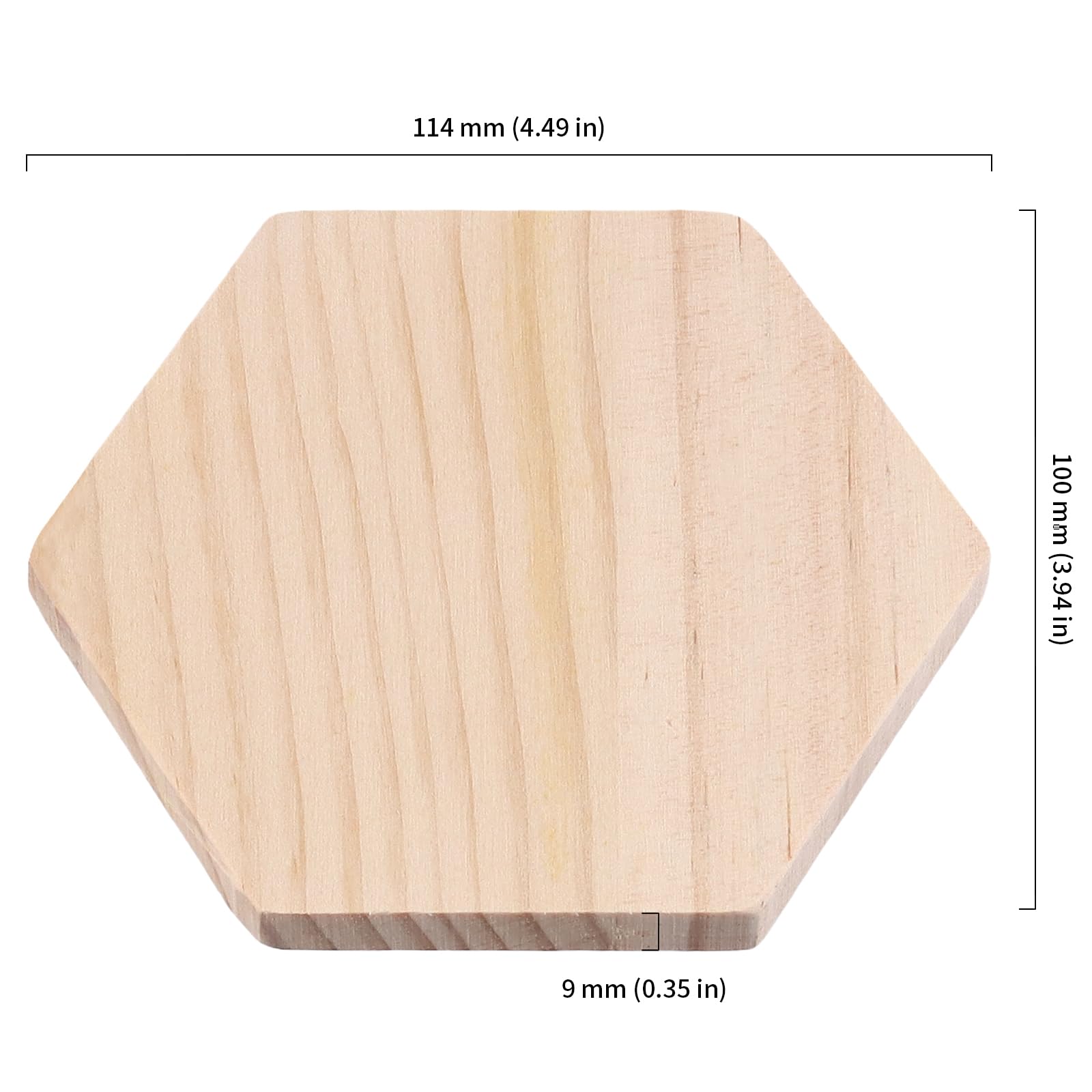 HOIGON Paquete de 30 posavasos de madera hexagonales de 10 x 10 x 0,9 cm, con calcomanías de puntos antideslizantes, posavasos de madera a granel para mesa de café, mesa de comedor, bar