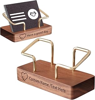 Custom Business Card Holder Desk Wooden Business Card Holder Engraved with Name Text Logo Personalized Gifts for Men Women (business card holder desk)