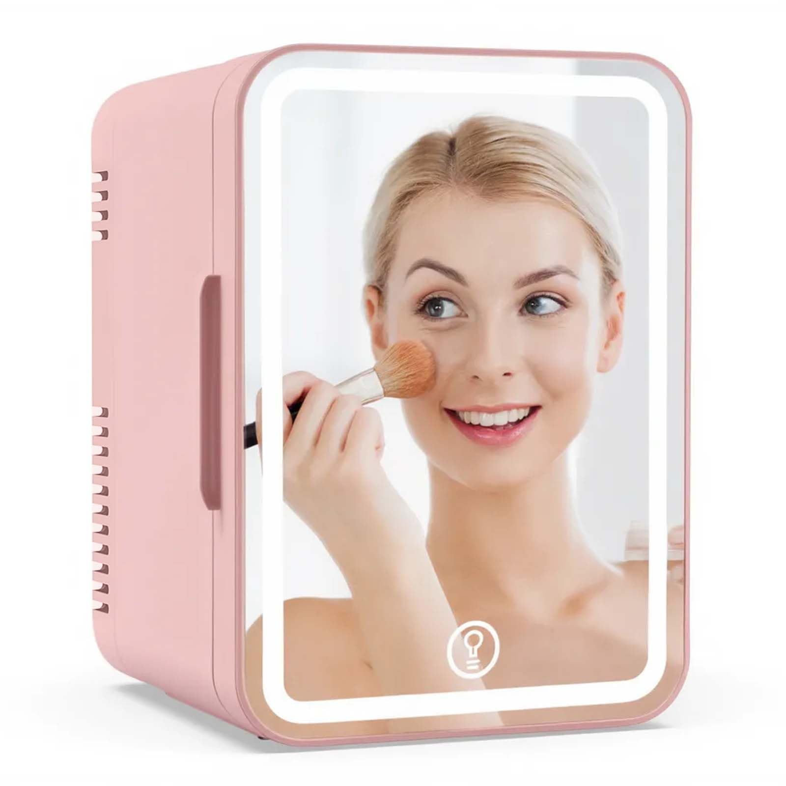 MoraRise 6L Mini Fridge for Bedrooms, Portable Cooler & Warmer Skincare Fridge with LED Mirror, AC/DC Compact Beauty Fridge for Food, Car, Home, Office, Drinks, Cosmetic, Skin care (Pink, 6L) - 2
