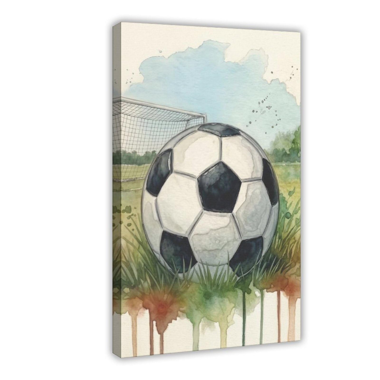 Jfecth Frame-Style Watercolor Soccer Ball Poster Canvas Poster For Dorm Room Decor Gift