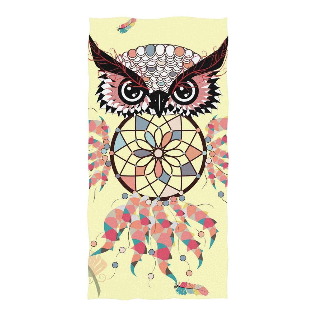 Mr.Brilliant Mandala Owl Beach Towel Bohemia Animal Pretty Pattern Sand Free Towel Quick Drying，Lightweight, Fast Dry Towels for Travel,Yogo,Outdoor 74" x 37" 2061150