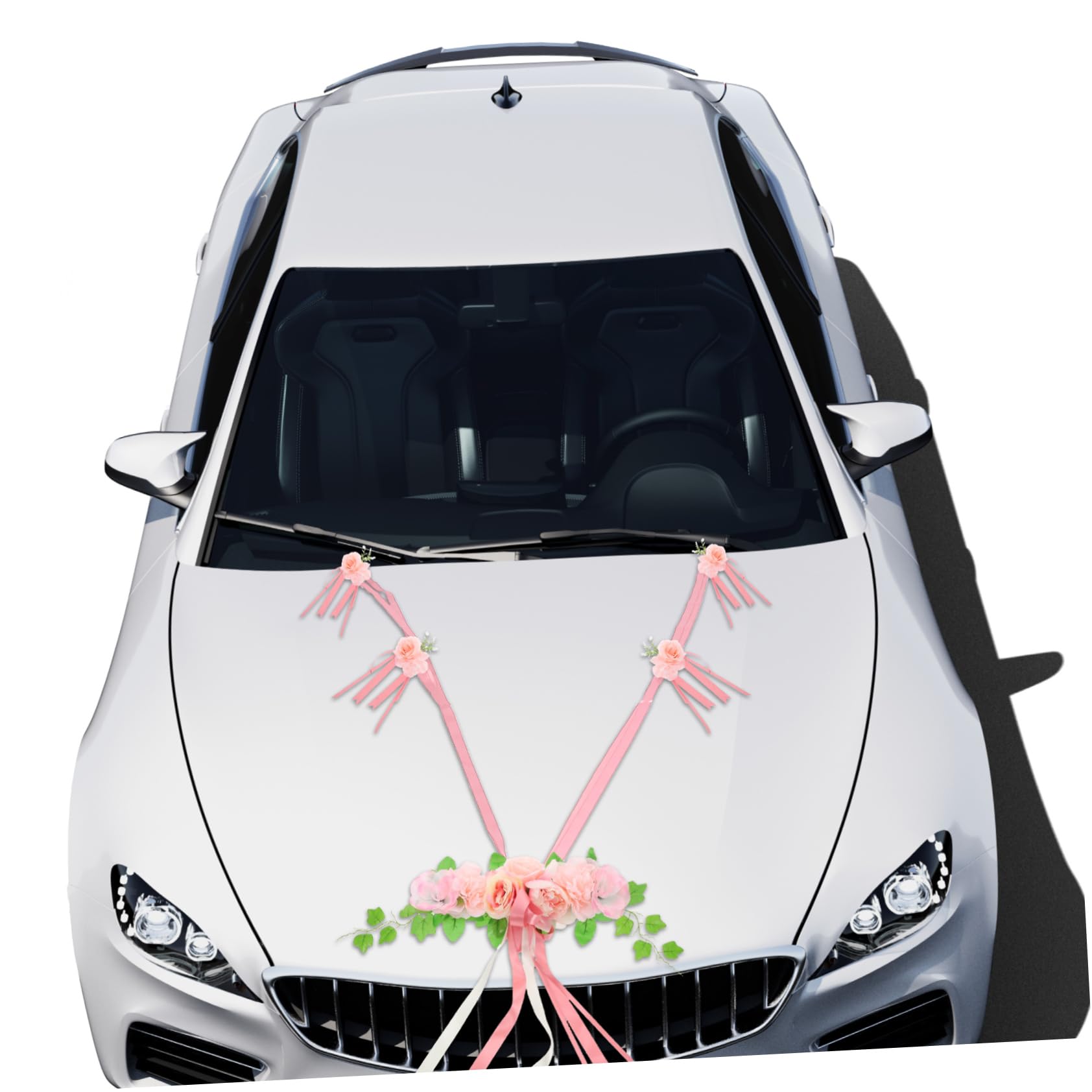 IMIKEYA Hochzeitsauto-Dekoration mit Künstlichen Rosen und Schleifen für Partys und Events Auto-Accessoire Blumenarrangement