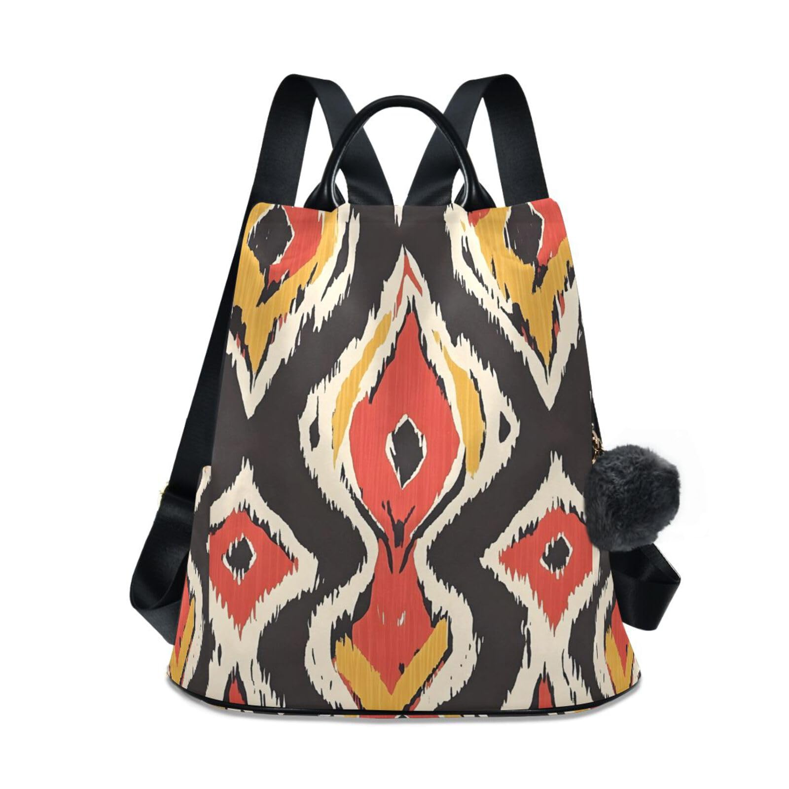 Geometric Ethnic Vintage Texture Backpack for Women Anti Theft Large Fashion Travel Shoulder Bag Purse Rucksack Lightweight