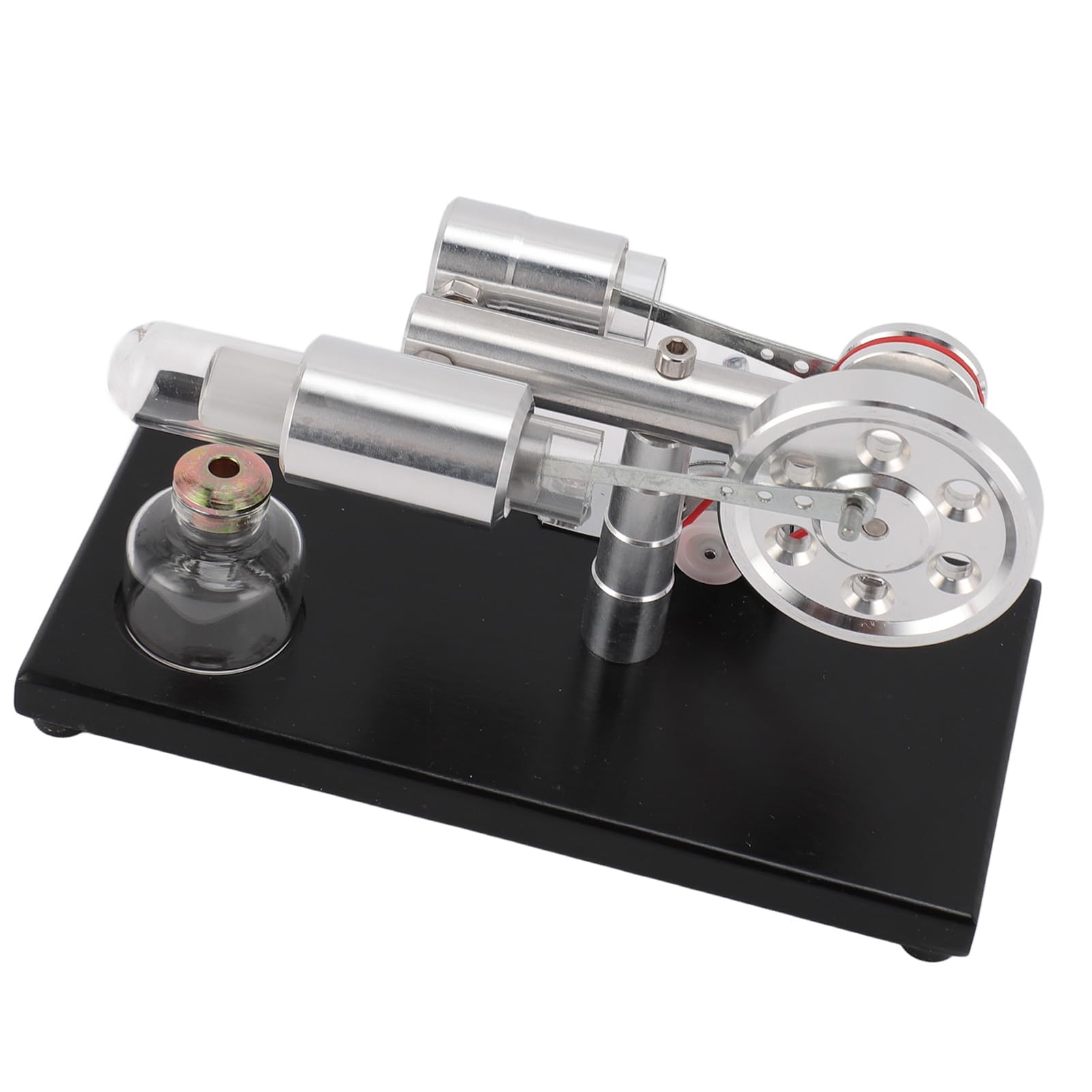 Modello di Motore Sterling Generatore di Energia Elettrica a Luce LED Colorata per Giocattoli Educativi Materiale Piastra di Base CNC Lega di Alluminio Vetro Legno di Pino