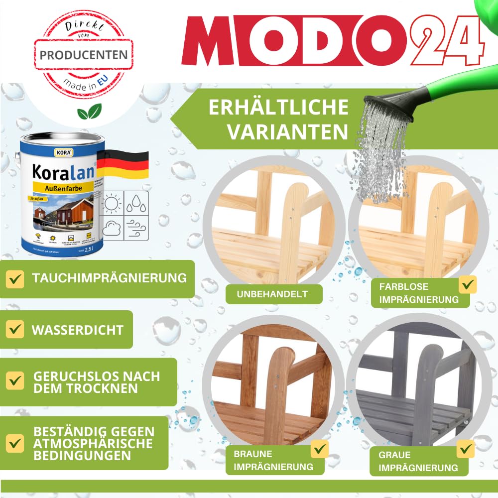 Gartenbank aus Holz, Schutzhülle aus PVC, Parkbank, Gartenmöbel, Sitzbank, Bank Friesenbank, Holzbank, 2-Sitzer, In- & Outdoor, FSC-Holz, Abmessungen 46x118x78 cm, Farbe: Braun