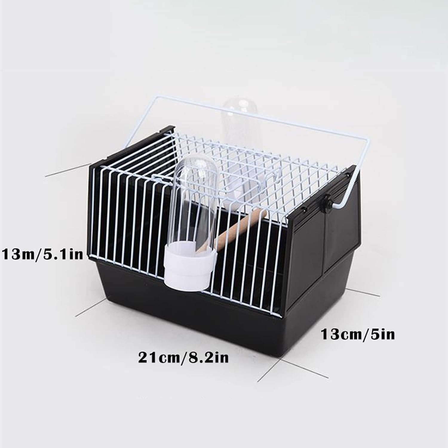 Portable Bird Cage Travel Carrier for Small Birds, Parrotlet, Lovebirds, Finches - Breathable with Feeding Cups, Black