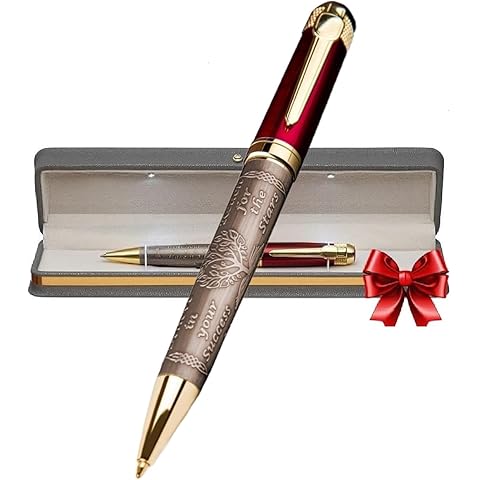 S&R Somit Fancy Pen For Men and Women With Gift Box - Valuable Luxury Pen for Business and Office, Executive Gift for Family & Friends - Special Engraving & Led Decorative Box (RED GOLD)