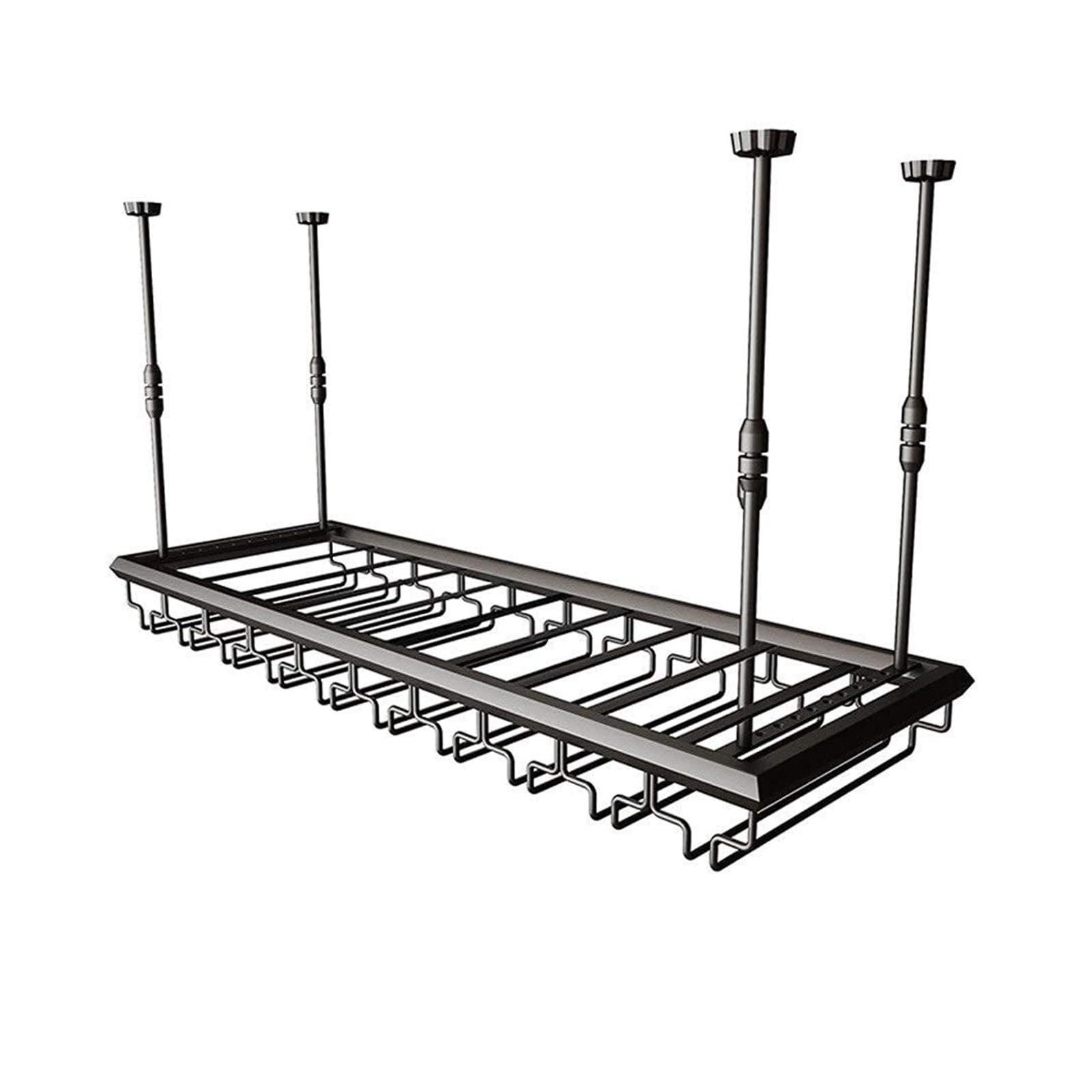 Casier à vin au plafond suspendu en métal noir 60x30cm pour bouteilles