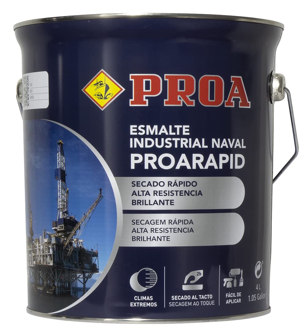 ESMALTE NAVAL E INDUSTRIAL PROARAPID. Blanco. 4 L. BRILLANTE. Esmalte de secado rápido y gran dureza. PROA