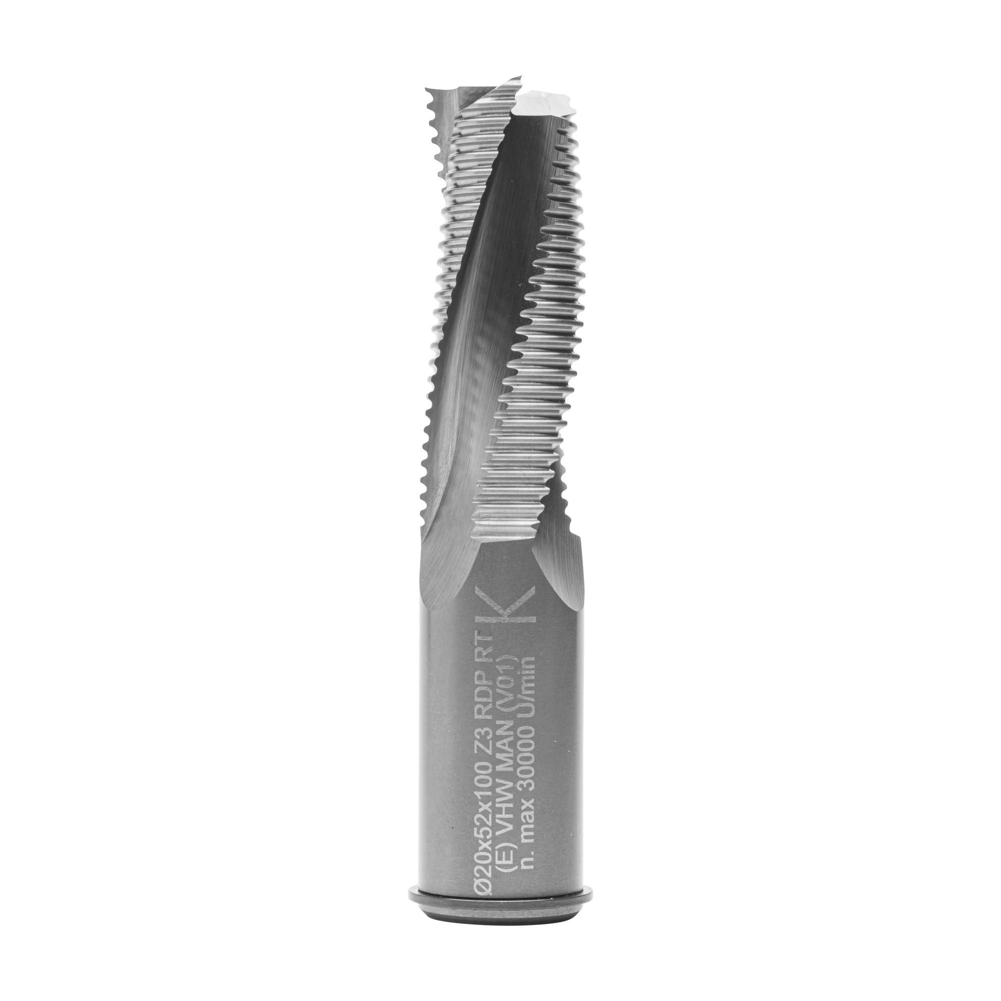 ENT 20707 Fresa per sgrossatura, diametro (D) 20 mm, NL 52 mm, Z3, GL 100 mm, rotazione oraria / positiva