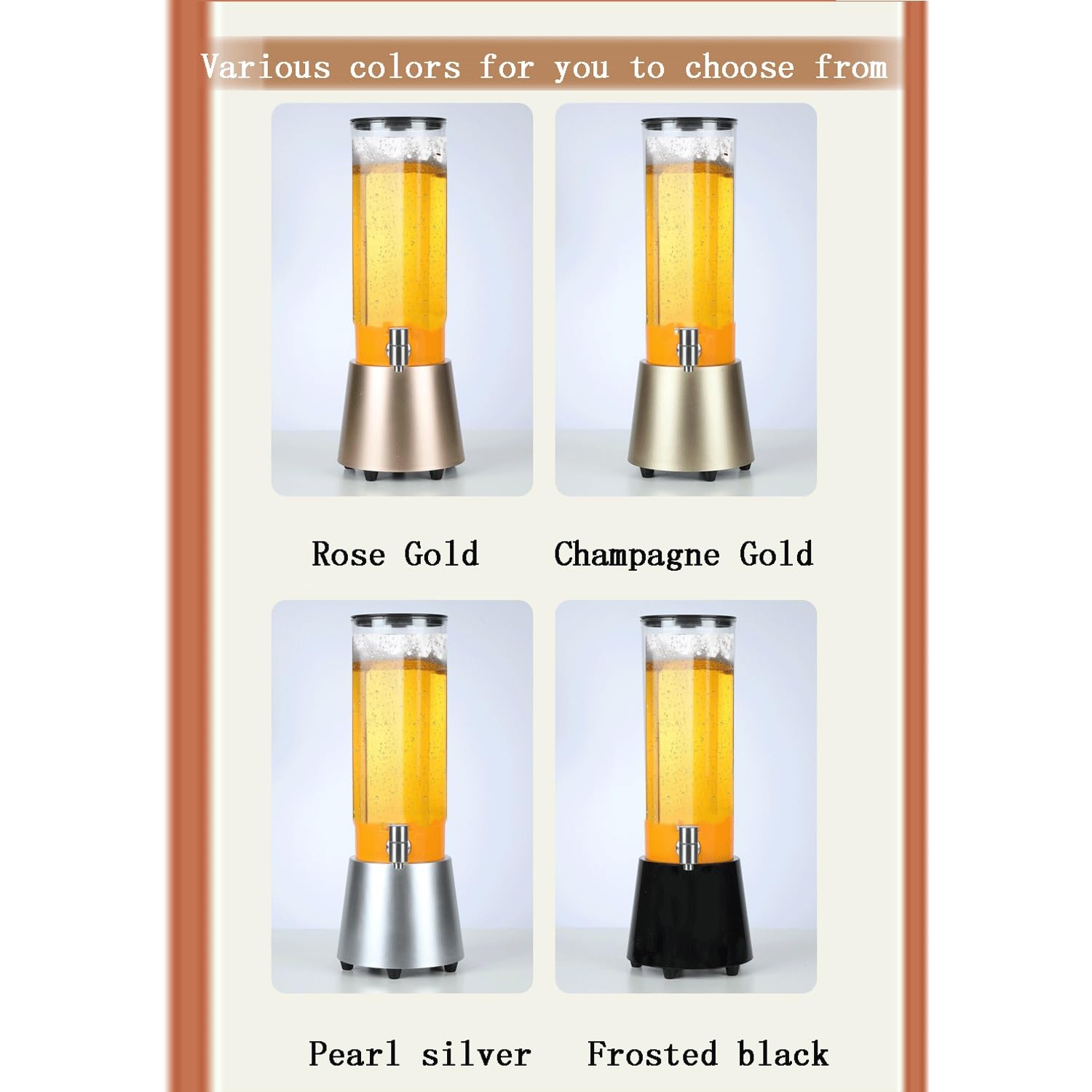 Dispenser A Torre Di Birra Dispenser For Bevande Ad Alta Capacità Da 3 Litri Con Luce A LED Torre Di Birra Da Tavolo For Bevande Alla Vino Cocktail Margarita Drink Tower Dispenser Barile Di Birra(Rose